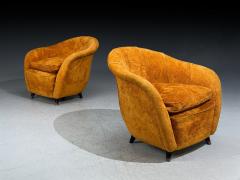 Federico Munari Style Lounge Chairs Fabric Ebonized Wood Italy 1960s - 4518543