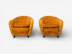 Federico Munari Style Lounge Chairs Fabric Ebonized Wood Italy 1960s - 4518545