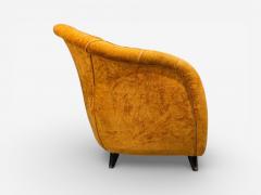 Federico Munari Style Lounge Chairs Fabric Ebonized Wood Italy 1960s - 4518549