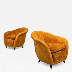 Federico Munari Style Lounge Chairs Fabric Ebonized Wood Italy 1960s - 4520923