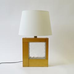 Feliceantonio Botta Brutalist Felice Antonio Botta Pine Wood and Glass Block Table Lamp Italy 1970 - 3861029