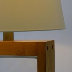 Feliceantonio Botta Brutalist Felice Antonio Botta Pine Wood and Glass Block Table Lamp Italy 1970 - 3861031