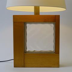 Feliceantonio Botta Brutalist Felice Antonio Botta Pine Wood and Glass Block Table Lamp Italy 1970 - 3861032