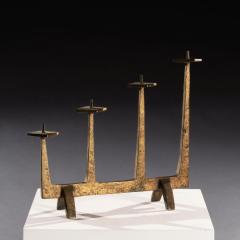 Felix Agostini Brutalist Candelabra Candlestick 1960s after Felix Agostini In Solid Bronze - 4557684