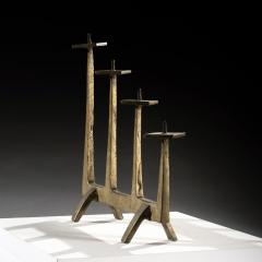 Felix Agostini Brutalist Candelabra Candlestick 1960s after Felix Agostini In Solid Bronze - 4557686