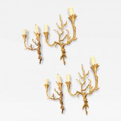 Felix Agostini Felix Agostini style rarest set of 4 gold bronze organic sconces - 2689360