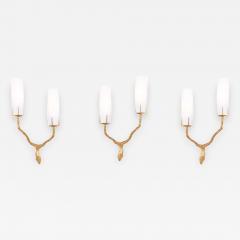 Felix Agostini Set of 3 Bronze Sconces or Wall Lamps by Felix Agostini for Maison Arlus France - 1333658