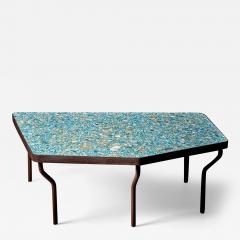 Felix Muhrhofer Handcrafted Felix Muhrhofer Terrazzo Coffee Table Prince Diana in Turquoise - 3295773