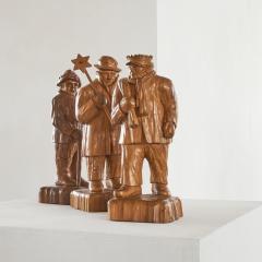 Felix Timmermans 3 Wise Men Flemish Folk Art Sculptures in Carved Wood 1970 - 4609155