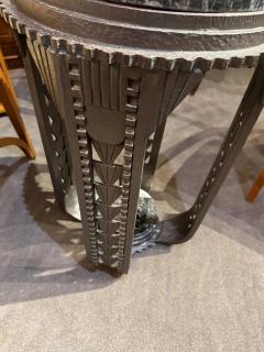 Fer Forg Pair of Custom Art Deco Fer Forg Iron Tables with Portoro Marble - 4656407