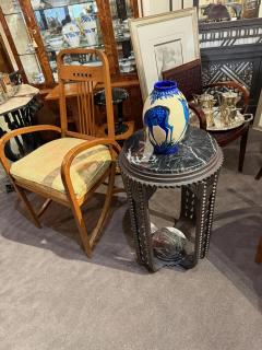 Fer Forg Pair of Custom Art Deco Fer Forg Iron Tables with Portoro Marble - 4656411