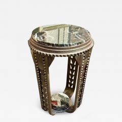 Fer Forg Pair of Custom Art Deco Fer Forg Iron Tables with Portoro Marble - 4659397