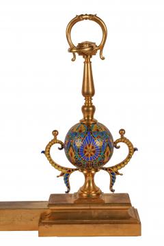 Ferdinand Barbedienne A Pair of French Ormolu and Champleve Enamel Andirons - 2587318