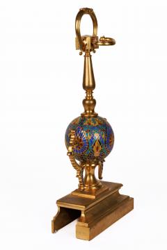 Ferdinand Barbedienne A Pair of French Ormolu and Champleve Enamel Andirons - 2587323