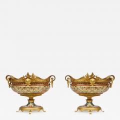 Ferdinand Barbedienne An Exquisite Pair of French 19th Century Ormolu and Champleve Enamel Jardinieres - 3805393