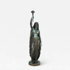 Ferdinand Barbedienne Emile Guillemin Bronze Sculpture Torchiere Lamp Femme Indienne Barbedienne - 596398