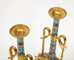 Ferdinand Barbedienne Extremely Rare Pair of Ferdinand Barbedienne Ormolu and Champleve Enamel Vases - 1168999