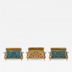 Ferdinand Barbedienne F Barbedienne A Suite of Three French Ormolu and Champleve Enamel Jardinieres - 2896937