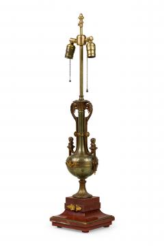 Ferdinand Barbedienne French Empire Style Bronze and Rosso Marble Lamp - 4653569