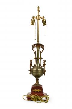 Ferdinand Barbedienne French Empire Style Bronze and Rosso Marble Lamp - 4653571