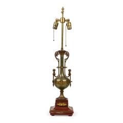 Ferdinand Barbedienne French Empire Style Bronze and Rosso Marble Lamp - 4708430