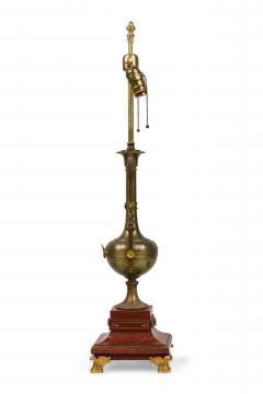 Ferdinand Barbedienne French Empire Style Bronze and Rosso Marble Lamp - 4655387