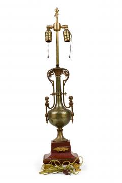 Ferdinand Barbedienne French Empire Style Bronze and Rosso Marble Lamp - 4655388