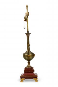 Ferdinand Barbedienne French Empire Style Bronze and Rosso Marble Lamp - 4655389