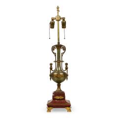 Ferdinand Barbedienne French Empire Style Bronze and Rosso Marble Lamp - 4708498