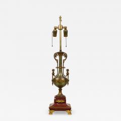 Ferdinand Barbedienne French Empire Style Bronze and Rosso Marble Lamp - 4708543