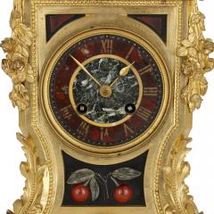 Ferdinand Barbedienne Gilt bronze and hardstone inlay Napoleon III period clock set by Barbedienne - 2201360