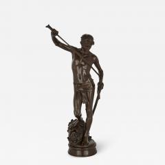 Ferdinand Barbedienne Large French patinated bronze sculpture of David by Merci and Barbedienne - 1628644