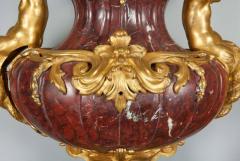 Ferdinand Barbedienne Large Pair of French Ormolu Mounted Rouge Marble Vases F Barbedienne Attributed - 619497