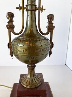 Ferdinand Barbedienne Pair French Empire Style Bronze and Rosso Marble Lamps F Barbedienne - 4613597