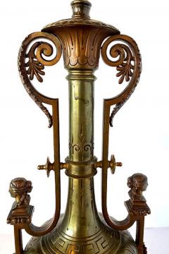 Ferdinand Barbedienne Pair French Empire Style Bronze and Rosso Marble Lamps F Barbedienne - 4613599