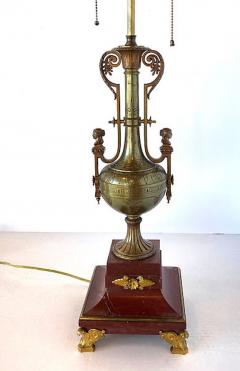 Ferdinand Barbedienne Pair French Empire Style Bronze and Rosso Marble Lamps F Barbedienne - 4613600
