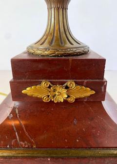 Ferdinand Barbedienne Pair French Empire Style Bronze and Rosso Marble Lamps F Barbedienne - 4613601