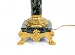 Ferdinand Barbedienne Pair of French Empire Green Marble Barbedienne Table Lamps - 1444263