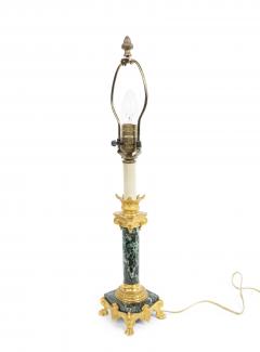 Ferdinand Barbedienne Pair of French Empire Green Marble Barbedienne Table Lamps - 1444271