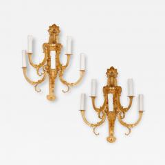 Ferdinand Barbedienne Pair of Louis XV style gilt bronze wall lights by Barbedienne - 2902348