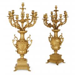 Ferdinand Barbedienne Pair of gilt bronze table candelabra by Ferdinand Barbedienne - 1433266