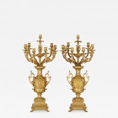Ferdinand Barbedienne Pair of gilt bronze table candelabra by Ferdinand Barbedienne - 1433451