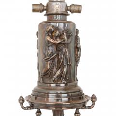 Ferdinand Barbedienne Pair of large silvered bronze antique French floor lamps - 2035736