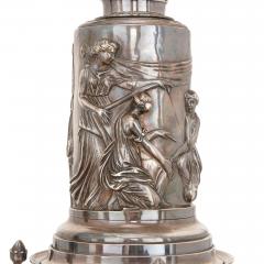 Ferdinand Barbedienne Pair of large silvered bronze antique French floor lamps - 2035739