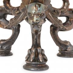 Ferdinand Barbedienne Pair of large silvered bronze antique French floor lamps - 2035741