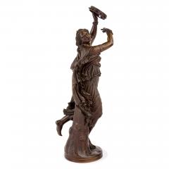 Ferdinand Barbedienne Zingara antique French bronze sculpture of a tambourine girl by Barbedienne - 4283705