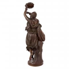 Ferdinand Barbedienne Zingara antique French bronze sculpture of a tambourine girl by Barbedienne - 4283708