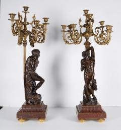 Ferdinand Barbedienne a Large Pair of French Gilt Patinated Bronze Candelabras - 554483