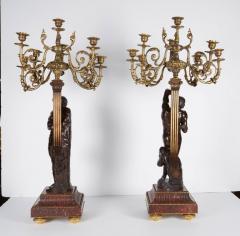 Ferdinand Barbedienne a Large Pair of French Gilt Patinated Bronze Candelabras - 554486