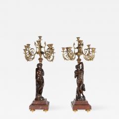 Ferdinand Barbedienne a Large Pair of French Gilt Patinated Bronze Candelabras - 556146